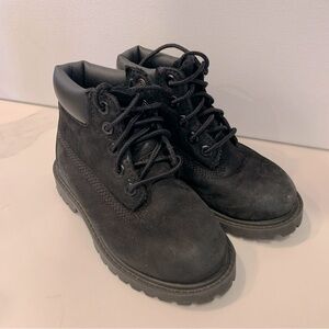 Kids Timberland Combat Boots 12807 Black Leather Toddler Size 8